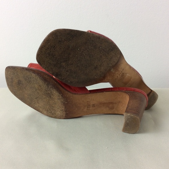 Brighton Red Leather Slip On Heels/Sandals 9.5M - Picture 6 of 8